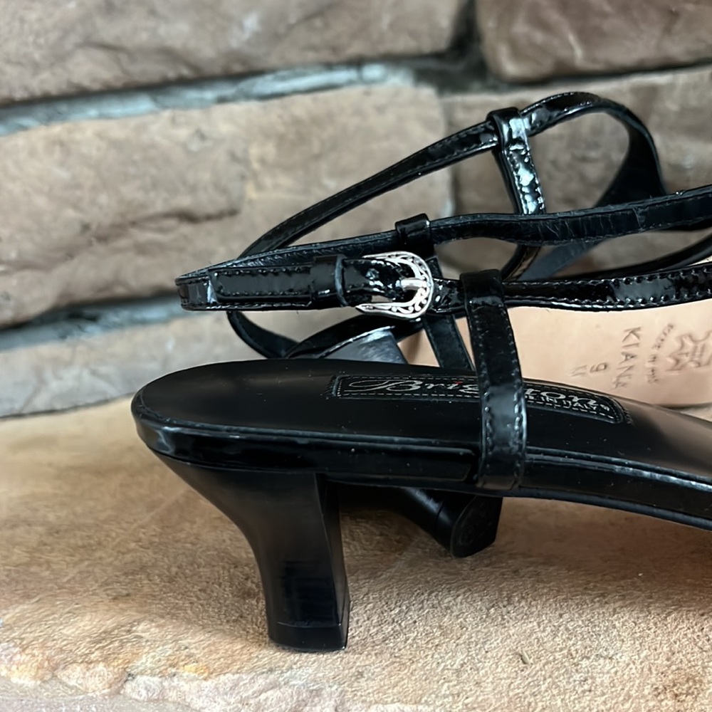 Brighton Black Patent Leather Strappy Slingback Heels - Picture 5 of 8